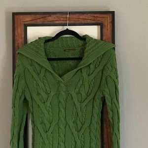 525 America Green Cable Knit Sweater